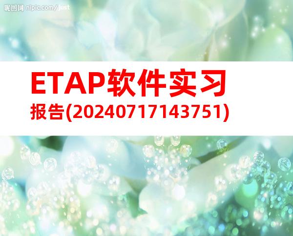 ETAP软件实习报告(20240717143751)