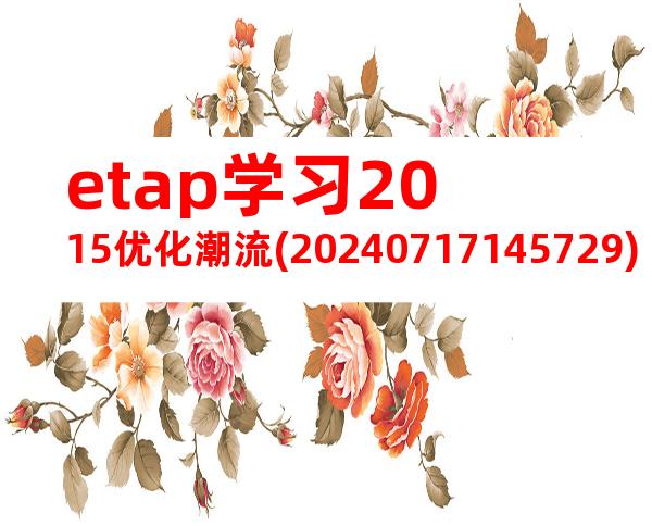 etap学习2015优化潮流(20240717145729)
