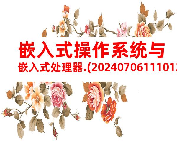 嵌入式操作系统与嵌入式处理器.(20240706111012)