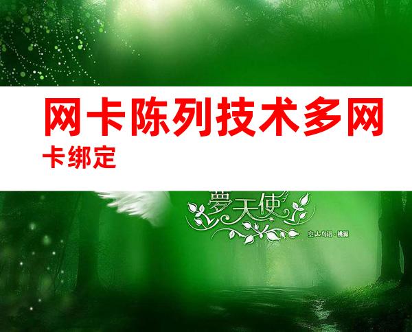 网卡陈列技术多网卡绑定