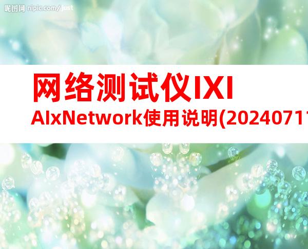 网络测试仪IXIAIxNetwork使用说明(20240711161123)